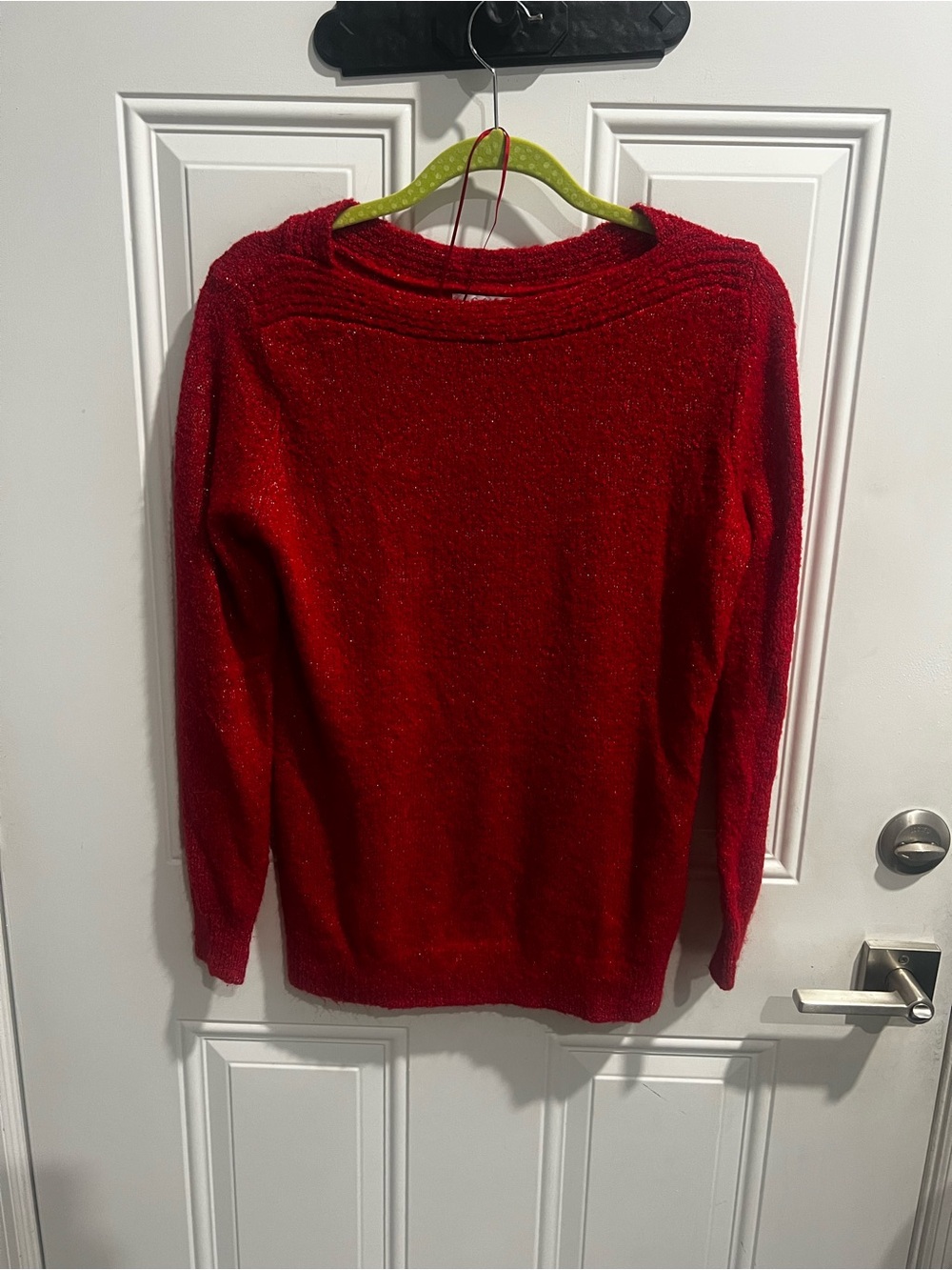 croft & barrow Red Off-the-Shoulder Sparkle Sweater